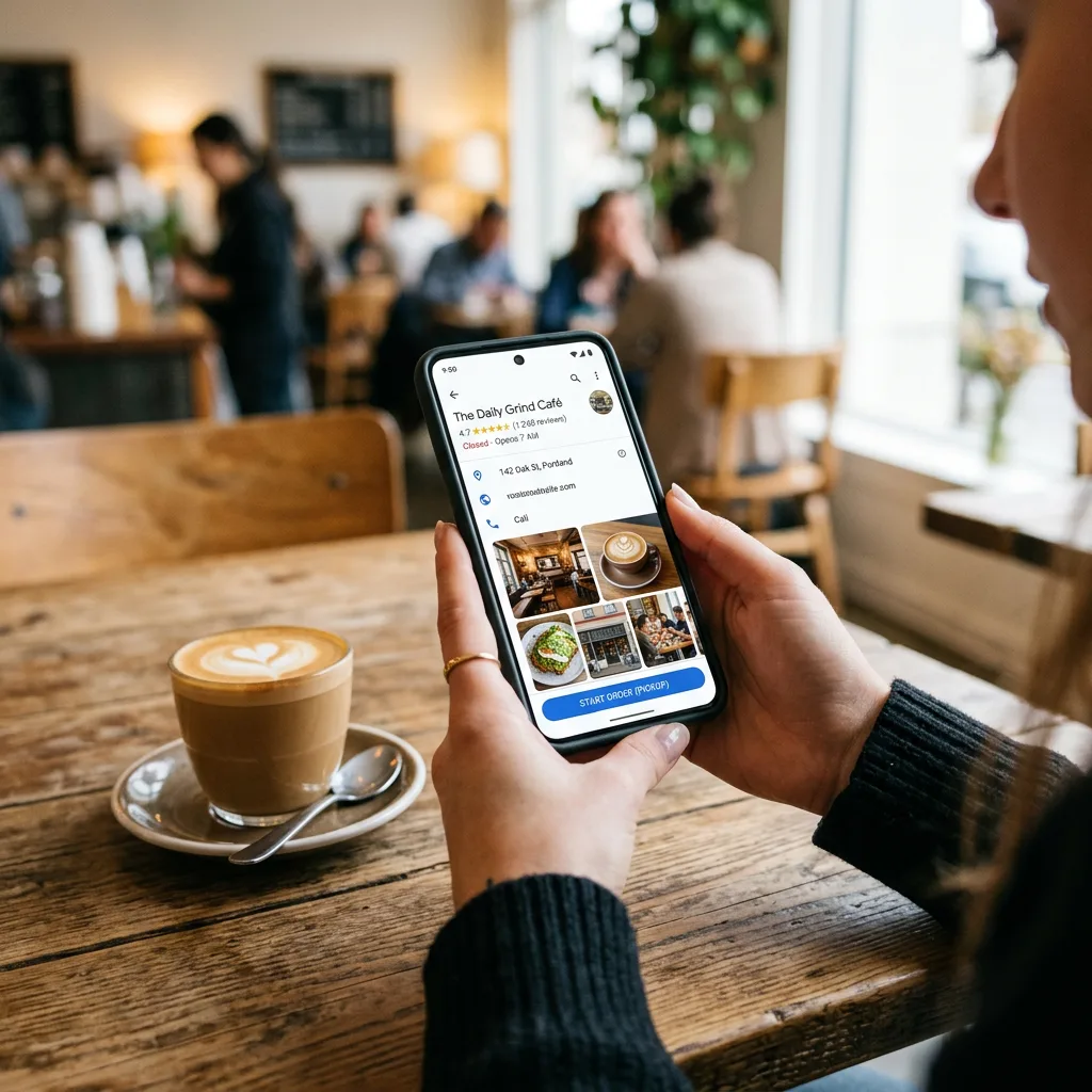 Illustration eines Restaurantprofils auf einem Smartphone